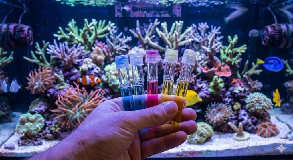 Digital pH controller displaying reef tank pH swings and unstable readings in marine aquarium