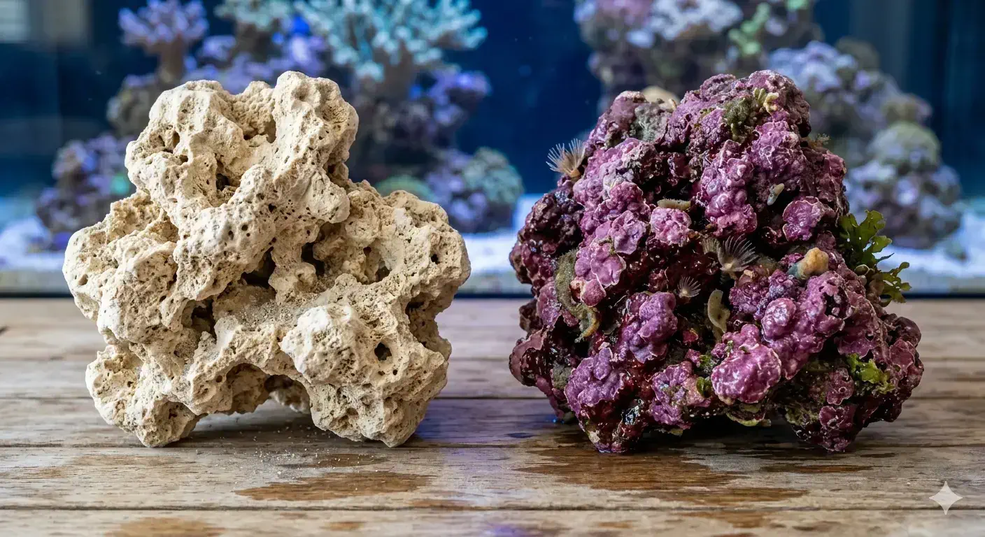 Dry rock vs live rock comparison for reef tank setup