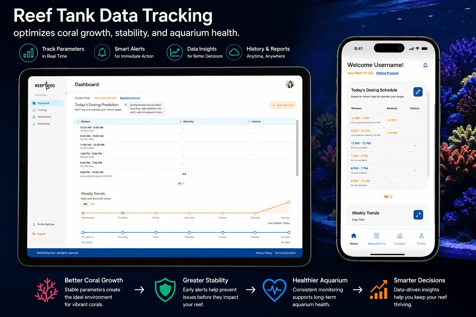 Reef tank data tracking